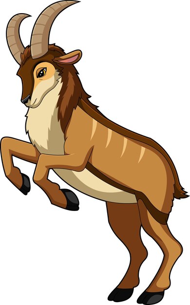 Vector markhor animal cartoon character jump