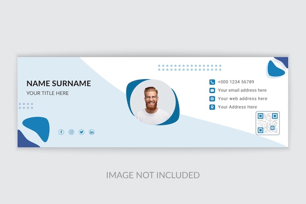 Marking email signature template layout or personal footer and social media cover design