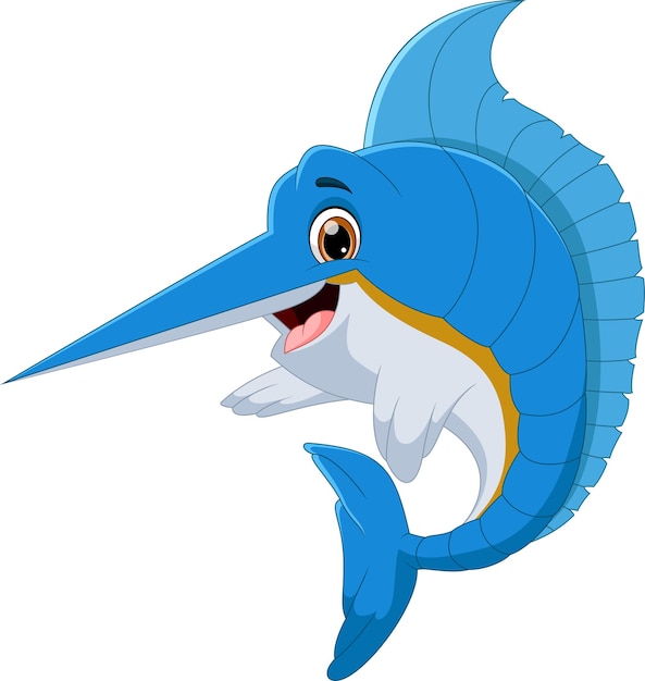 marlin fish cartoon on white background