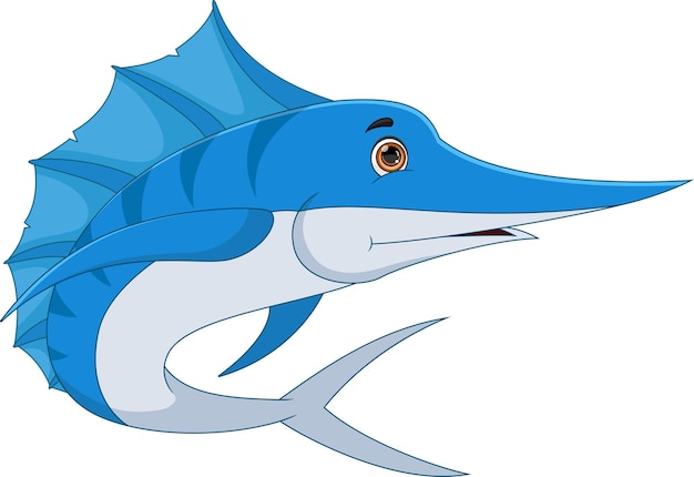 marlin fish cartoon on white background