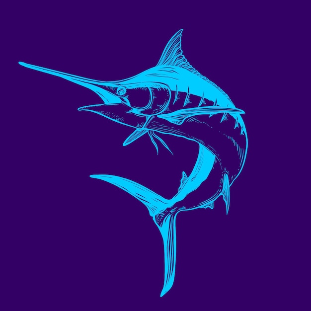 marlin neon color illustration