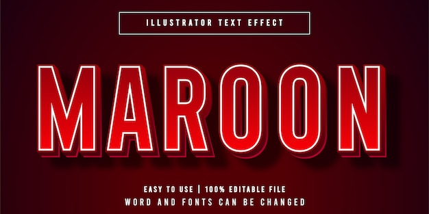 Maroon Editable Text Effect Font Styles