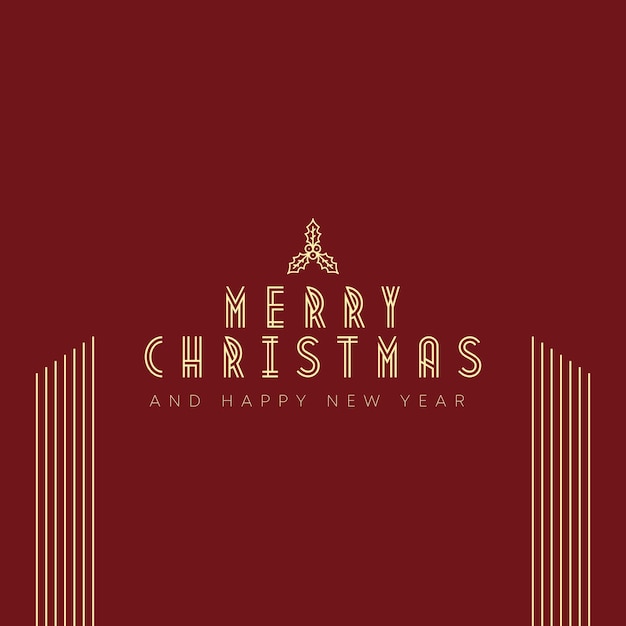 Maroon and Gold Merry Christmas Greeting Text