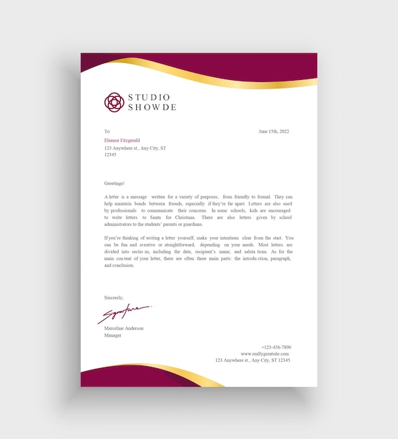 Maroon Professional Business Letterhead