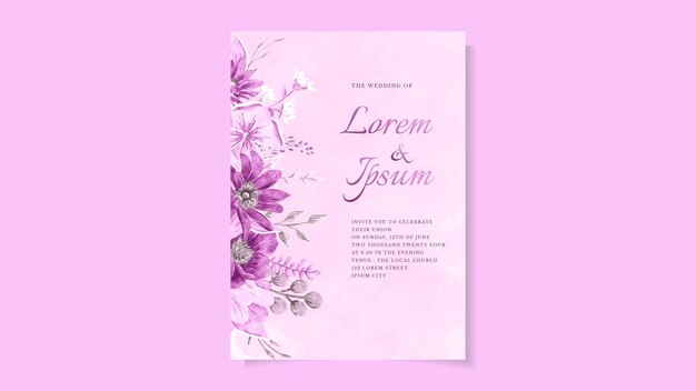 Marriage invitation card cute flowers Wedding floral vector template