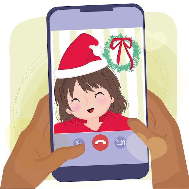 Marry Chistmas  Hand  with smartphone