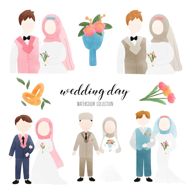 marry couple wedding day vector illustration