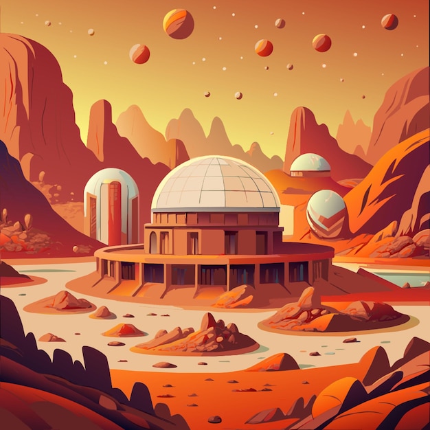 Vector mars base vector illustration