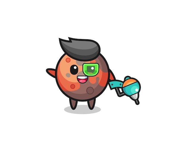 Mars cartoon as future warrior mascot , cute design