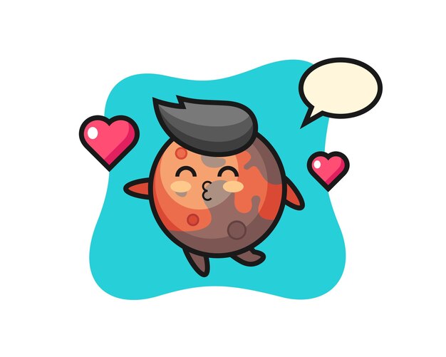 Mars character cartoon with kissing gesture, cute style design for t shirt, sticker, logo element