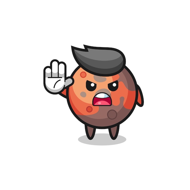 Mars character doing stop gesture cute design