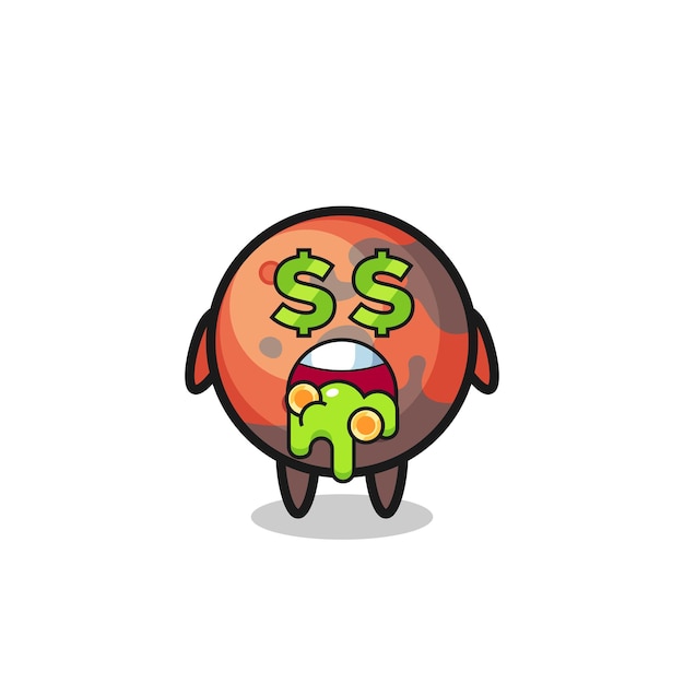 Mars character with an expression of crazy about money