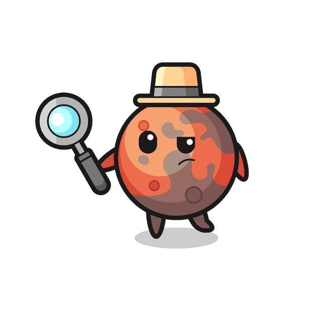 Mars detective character is analyzing a case , cute style design for t shirt, sticker, logo element