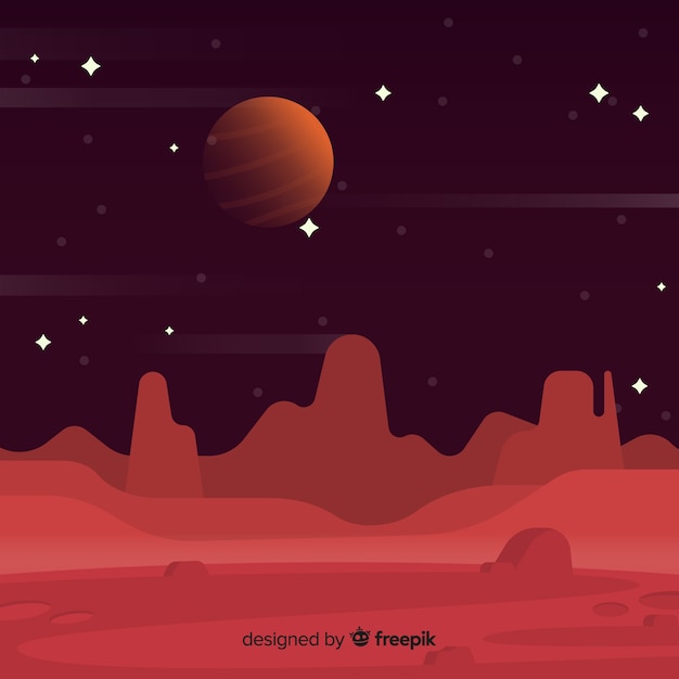 Mars landscape background with flat design