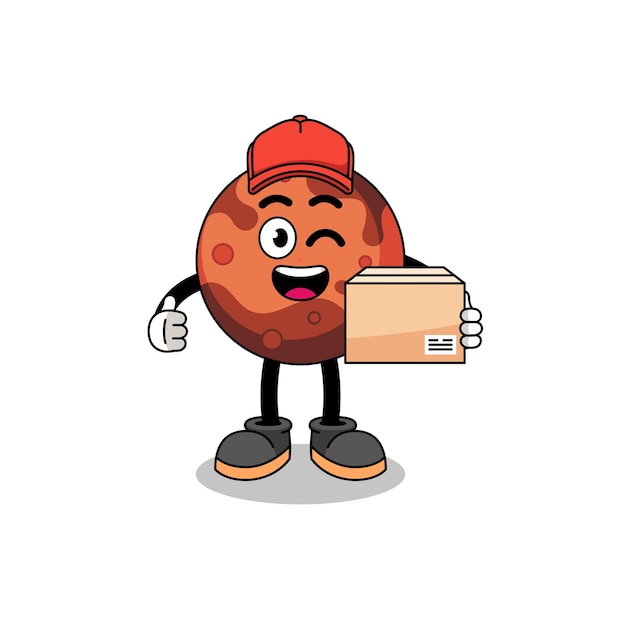 Mars planet mascot cartoon as an courier