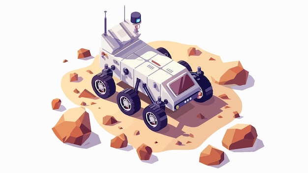 Vector mars rover with sensors and locator