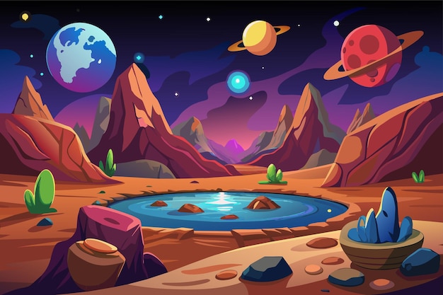 Mars surface alien planet landscape Space game background