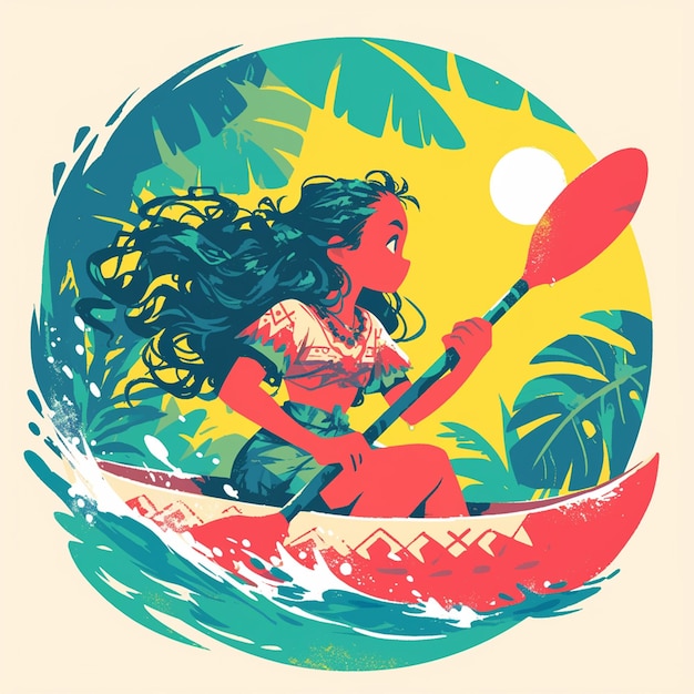 A Marshallese woman is canoeing