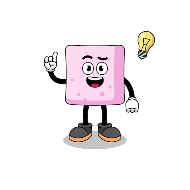 Marshmallow cartoon with get an idea pose character design