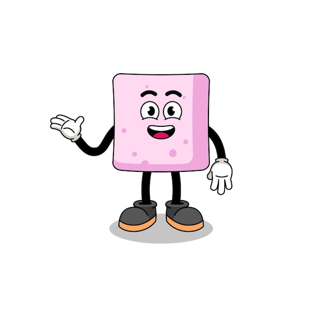 Marshmallow cartoon with welcome pose character design