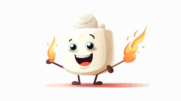 Vector marshmallow character skewered on stick sweet treat dessert concept