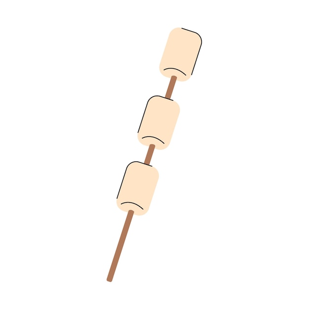 Marshmallow on stick vector flat Illustration Camping equipment