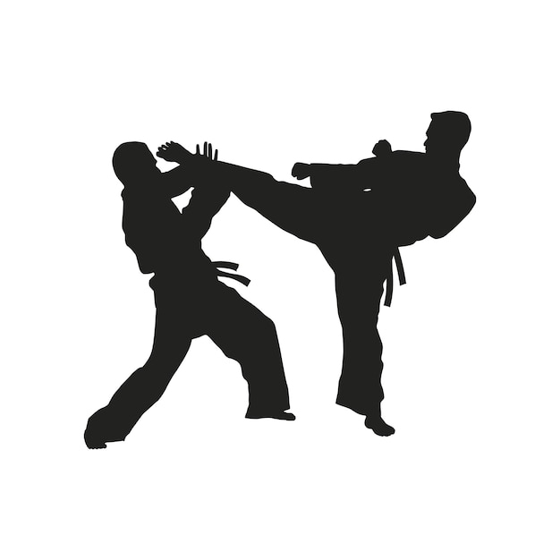 martial art karate practicing silhouette image