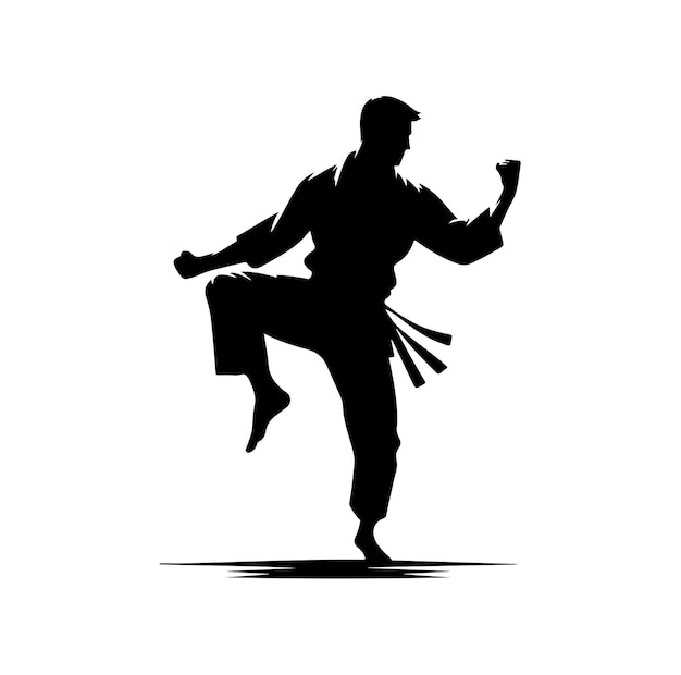 Vector martial art pose silhouette vector illustration