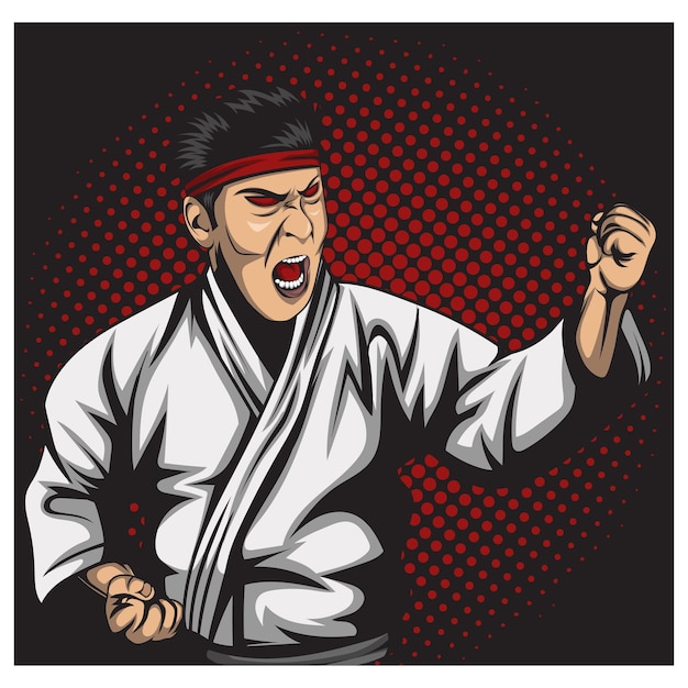 Martial artist performing Karate vector illustration