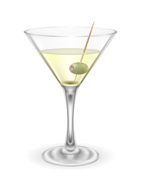 martini cocktail alcoholic drink glass vector illustration isolated on white background