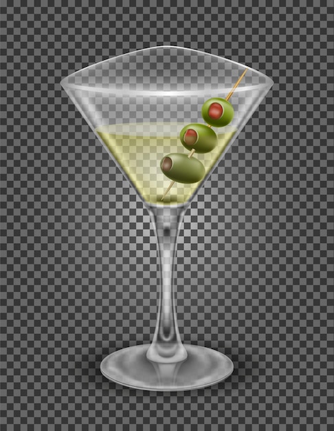 Vector martini cocktail alcoholic drink glass vector illustration isolated on white background