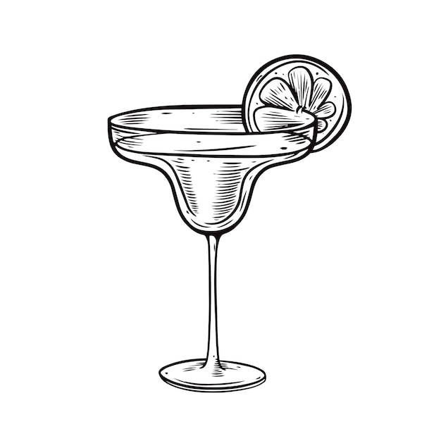 A martini glass with a slice of lemon on the rim.