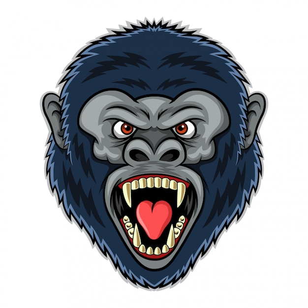 Mascot of angry gorilla head illustration