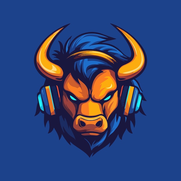 Vector mascot bull esports logo template