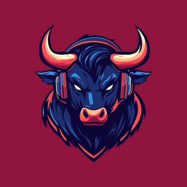 mascot bull esports logo template