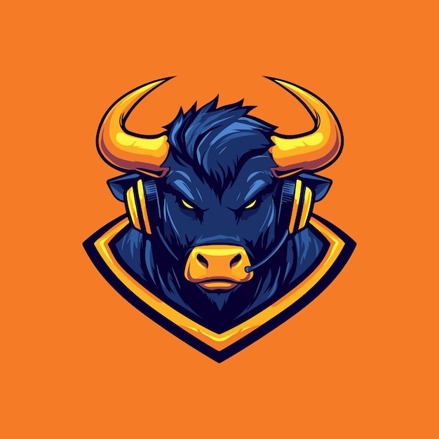 mascot bull esports logo template