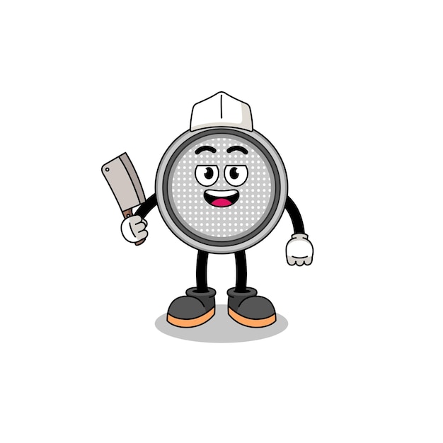 Mascot of button cell as a butcher character design