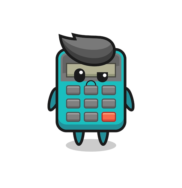 The mascot of the calculator with sceptical face