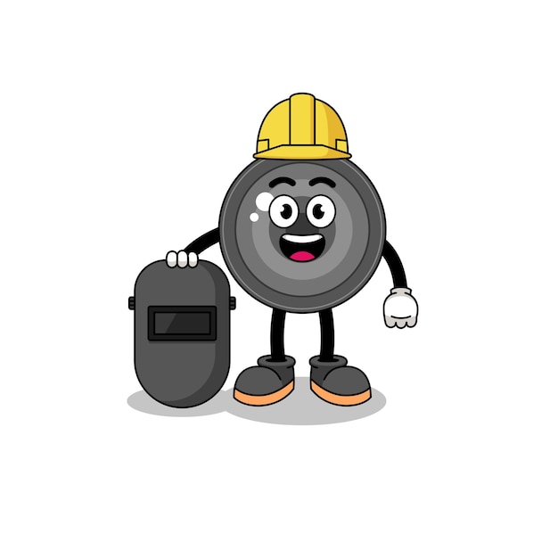 Mascot of camera lens as a welder