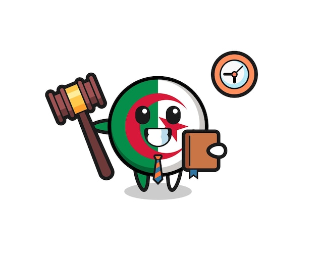 Mascot cartoon of algeria flag as a judge cute design