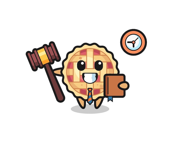 Mascot cartoon of apple pie as a judge  cute style design for t shirt sticker logo element