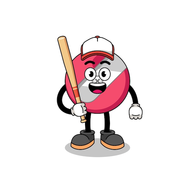 Mascot cartoon as a baseball player