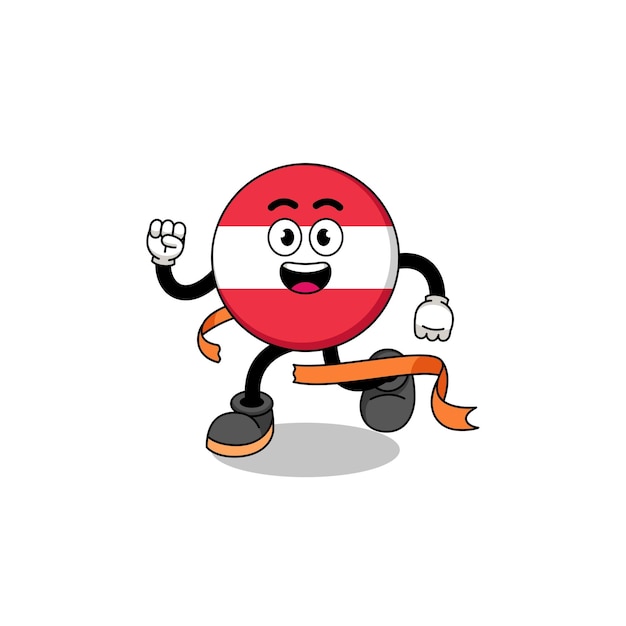 Mascot cartoon of austria flag running on finish line character design