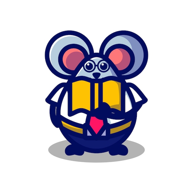 Mascot cartoon character vector illustration A mouse businessman is reading book