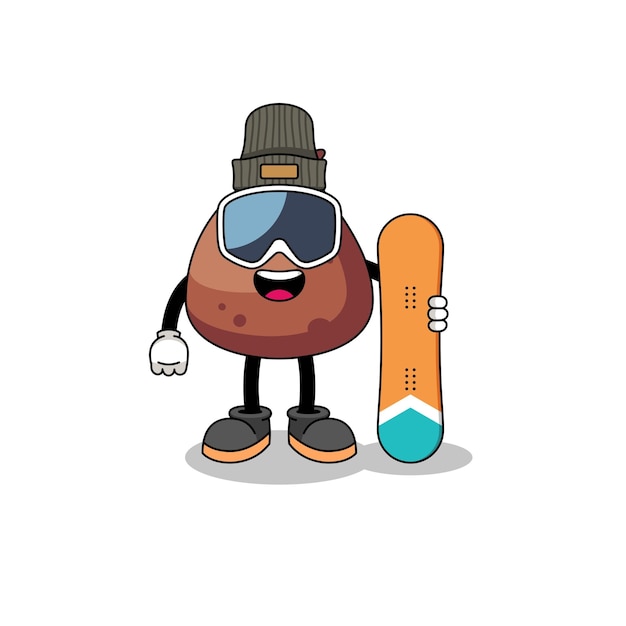 Mascot cartoon of choco chip snowboard player