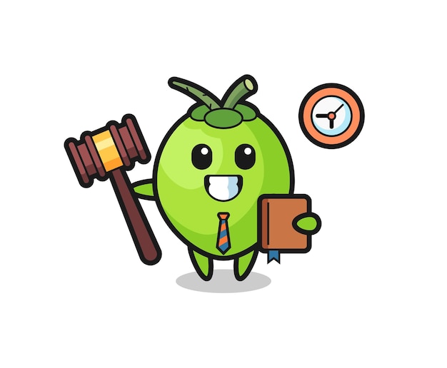 Mascot cartoon of coconut as a judge  cute style design for t shirt sticker logo element