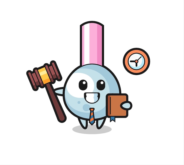 Mascot cartoon of cotton bud as a judge , cute style design for t shirt, sticker, logo element