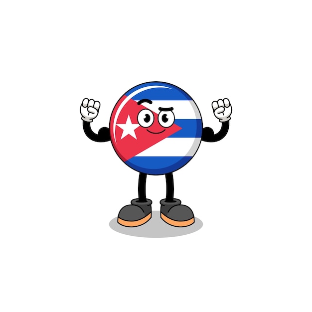 Mascot cartoon of cuba flag posing with muscle