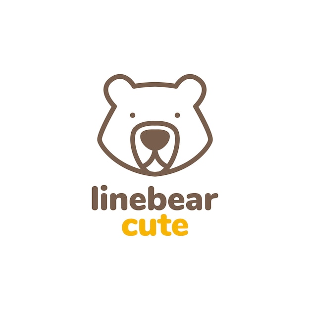 Mascot cartoon cute head animal bear grizzly minimal logo design vector icon