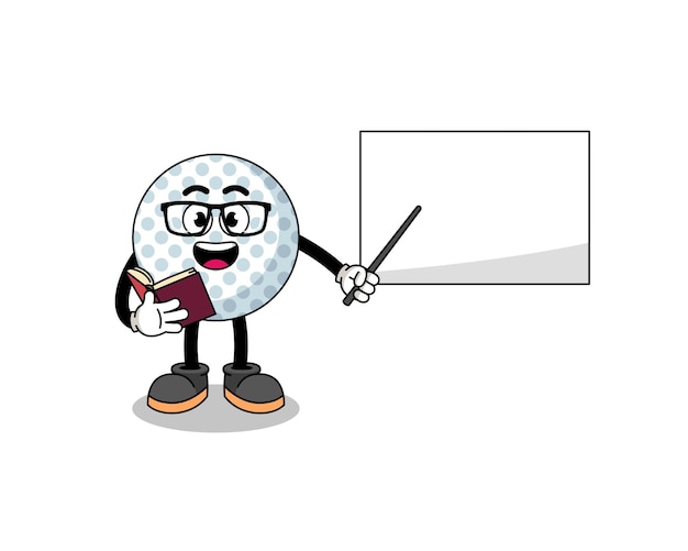 Mascot cartoon of golf ball teacher